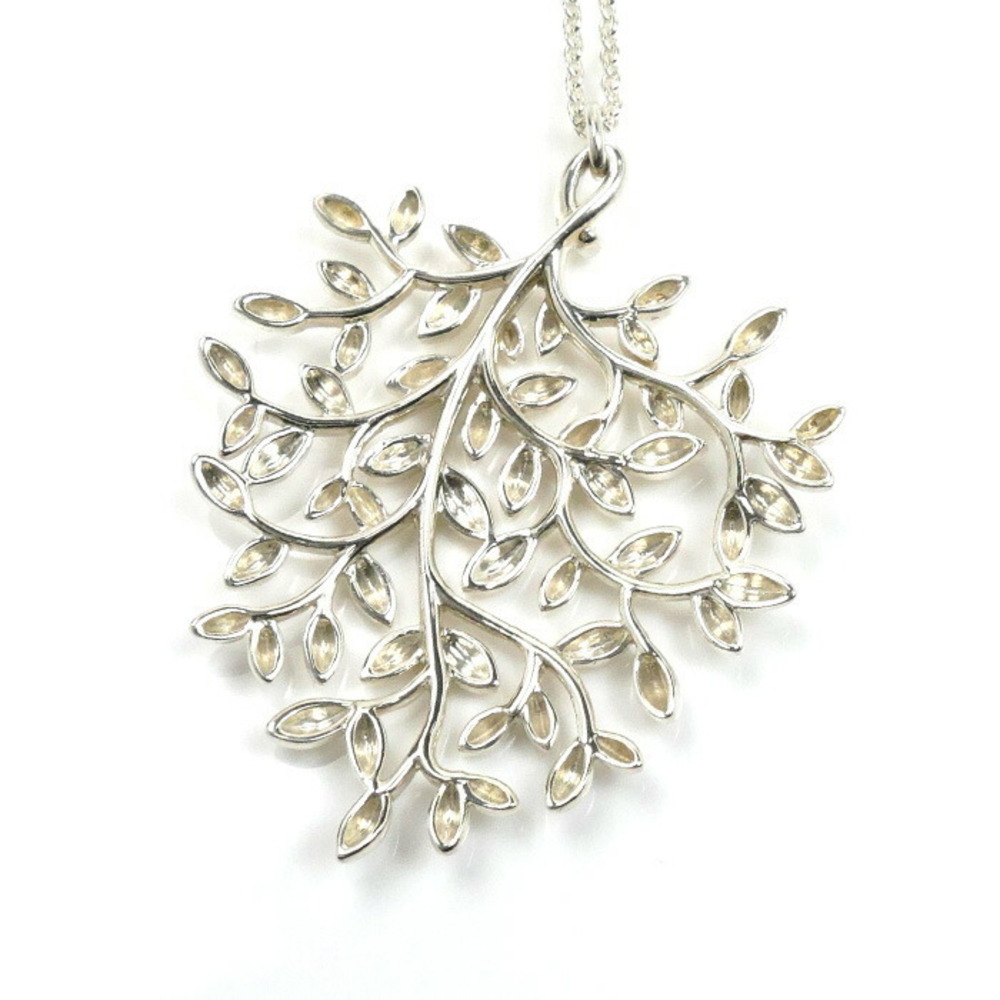 TIFFANY Co Silver Olive Leaf Necklace Long Chain